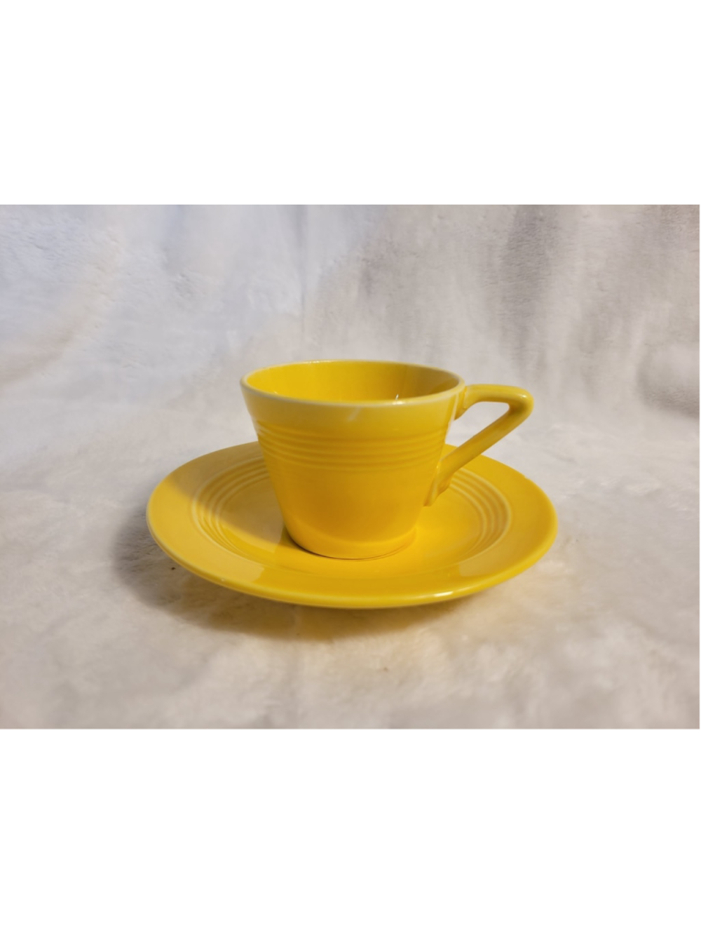 Homer Laughlin Harlequin Yellow Demitasse Cup & Saucer HLC Vintage USA